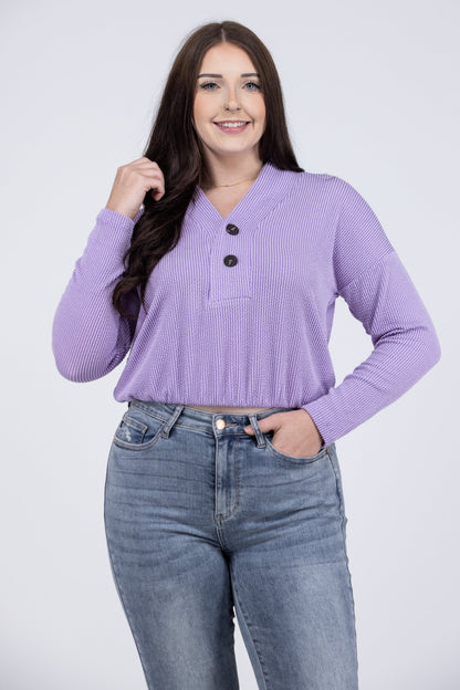 Will Be True Women's Textured Layering Long Sleeve Pullover Top