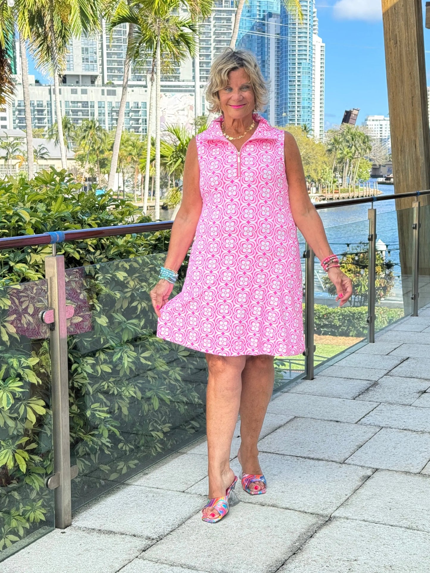 LULU B TROPIC PETALS ZIPPER SWING DRESS