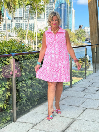 LULU B TROPIC PETALS ZIPPER SWING DRESS