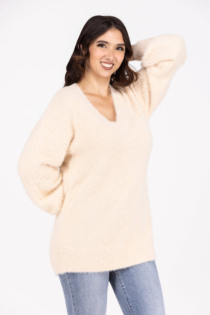 Total Show Off Women's V-Neck Long Sleeve Sweater