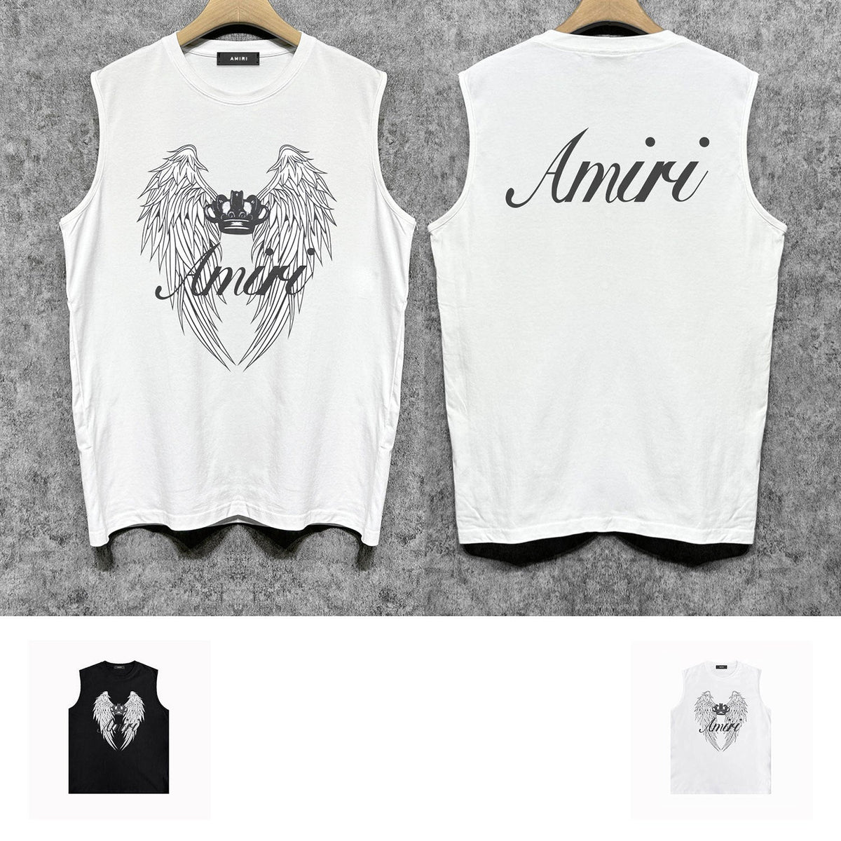 Amiri tank top wing crown printing