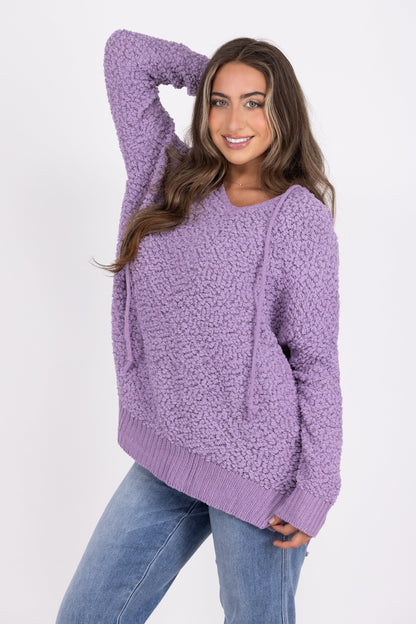 Women's V-Neck Hooded Sweater