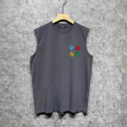 Amiri tank top color block simple logo set printing
