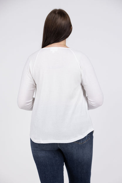 Never Back Down Women's Pleated V-Neck Long Sleeve Top