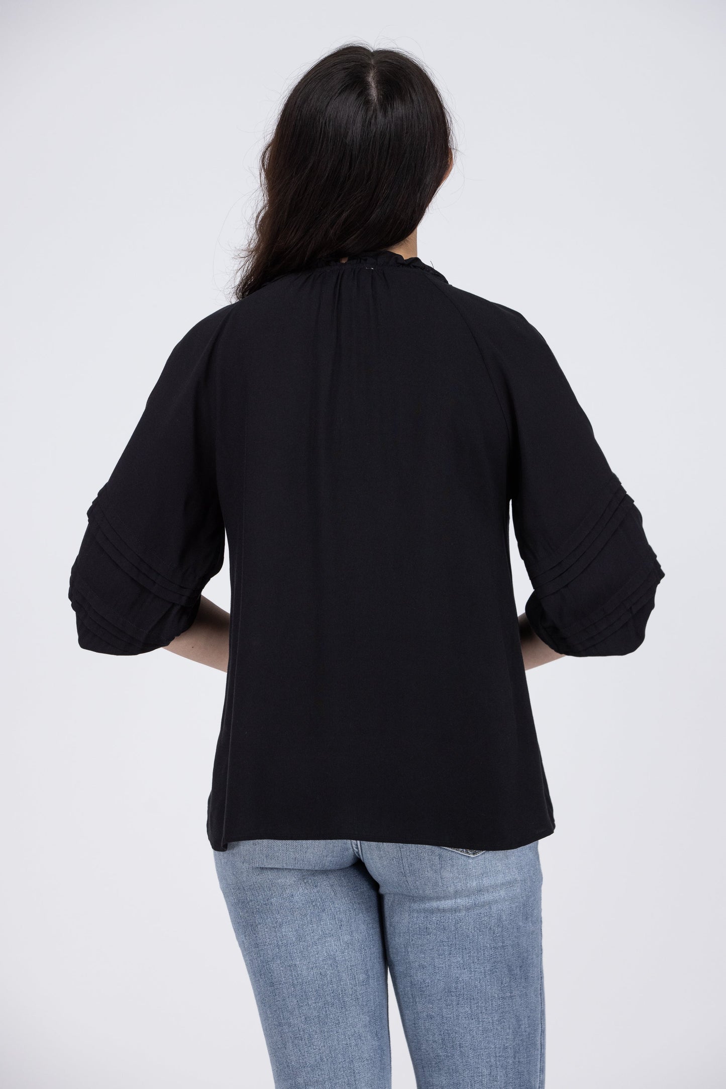 Ruffles My Pleats Women's Long Puff Sleeve Top
