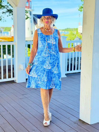HARBOR LIGHTS BLUE SAILBOAT DRESS
