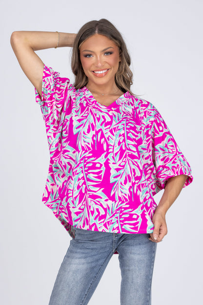 Consider Yourself Women's Bright Hi-Lo 3/4 Sleeve Top