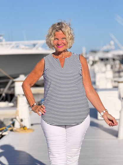 DOCKSIDE NAVY SLEEVELESS TOP