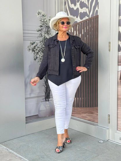 LULU B BLACK LINEN JACKET