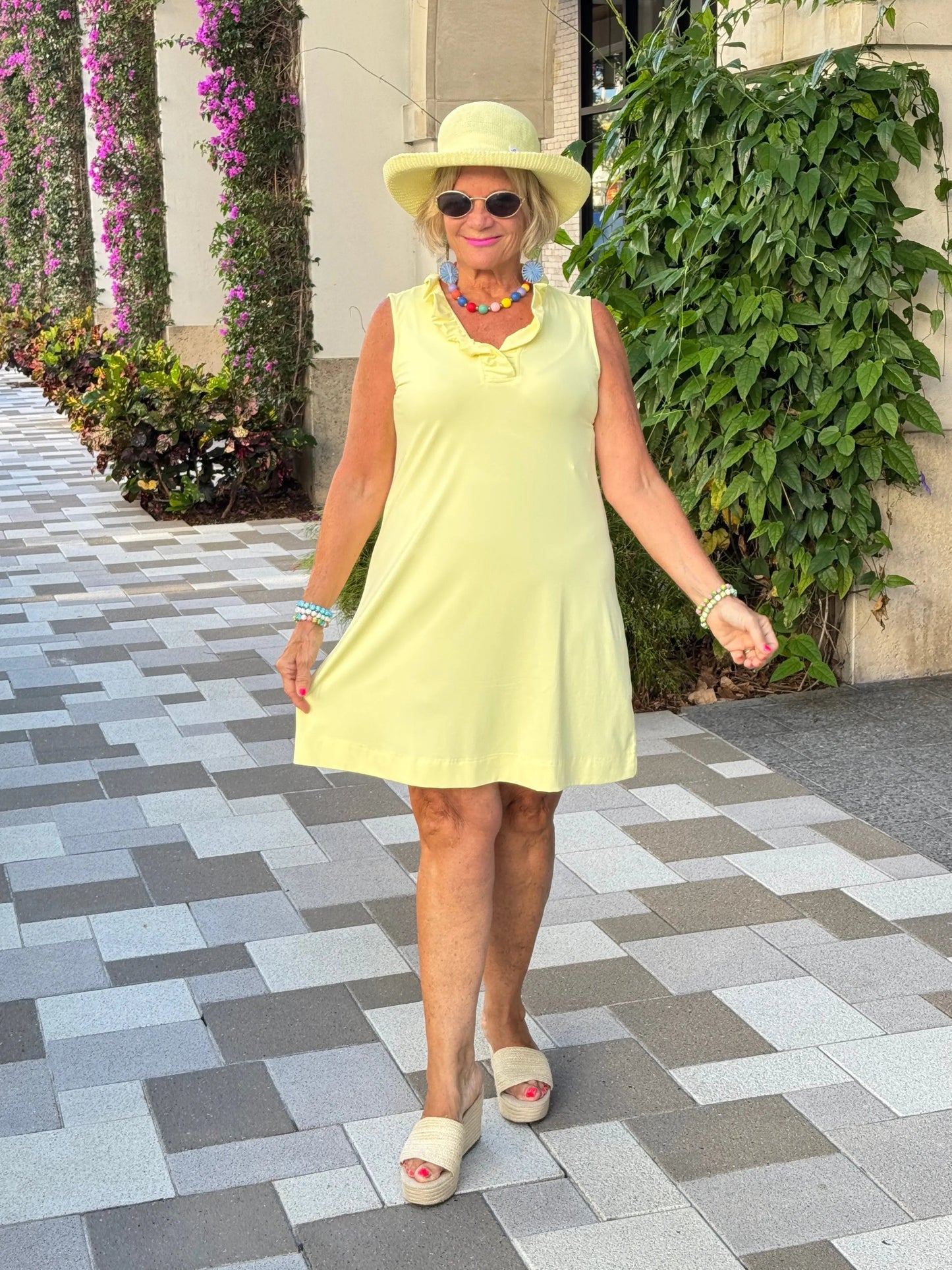 LULU-B SOLID SUNSHINE RUFFLE DRESS