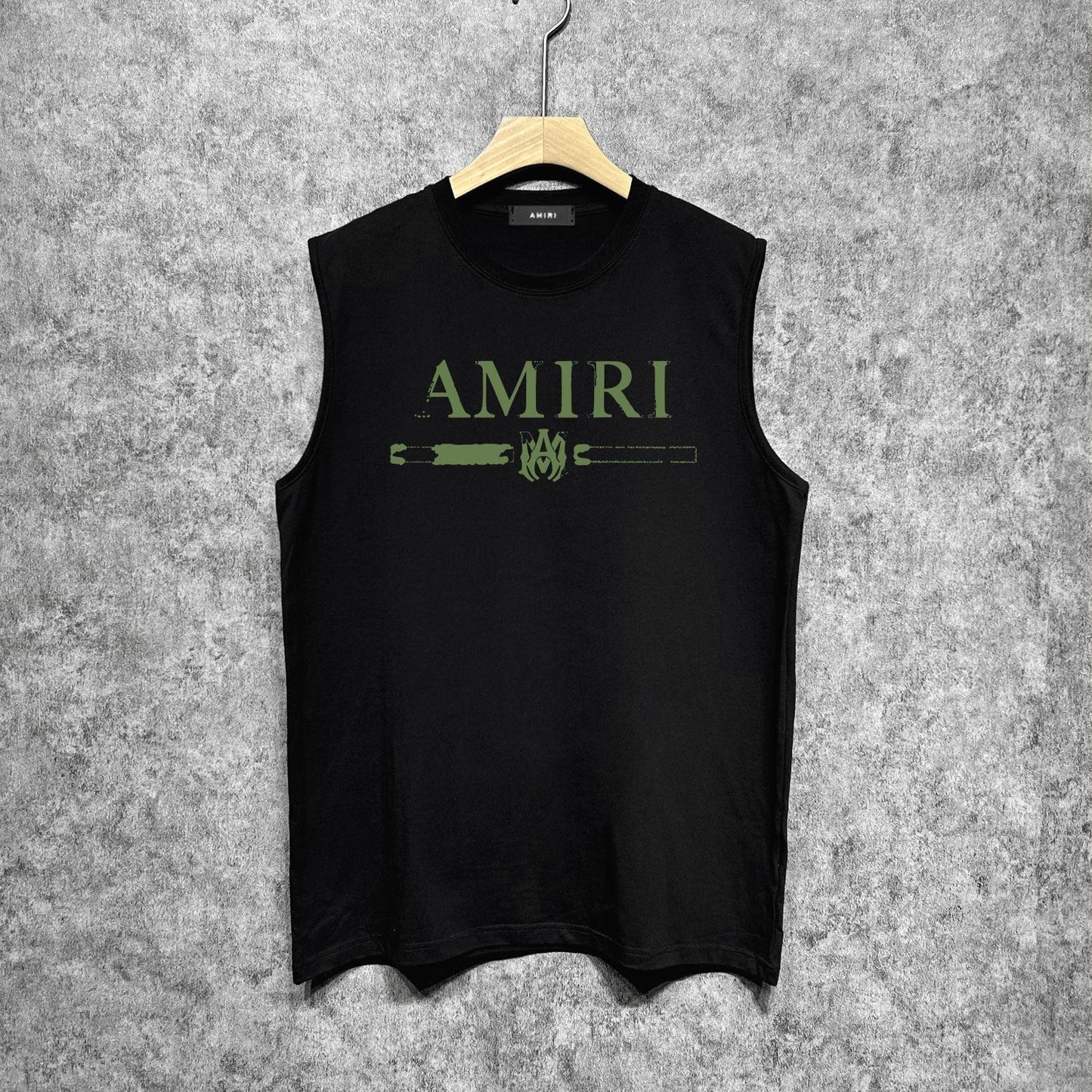 Amiri tank top with damaged letter horizontal stripesprinting