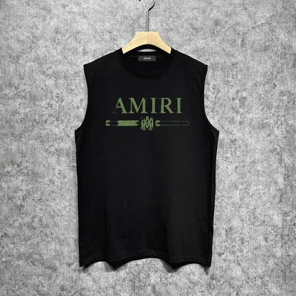 Amiri tank top with damaged letter horizontal stripesprinting