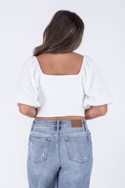 Speak Your Truth Women's Smocked Short Sleeve Crop Top
