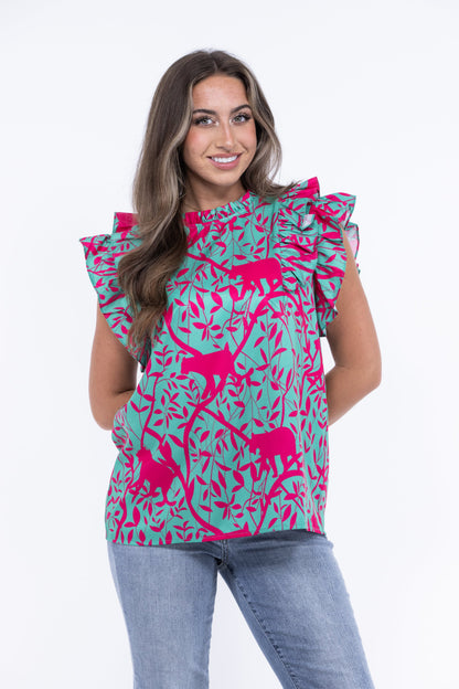 Precious Moment Women's Patterned Short Sleeve Top
