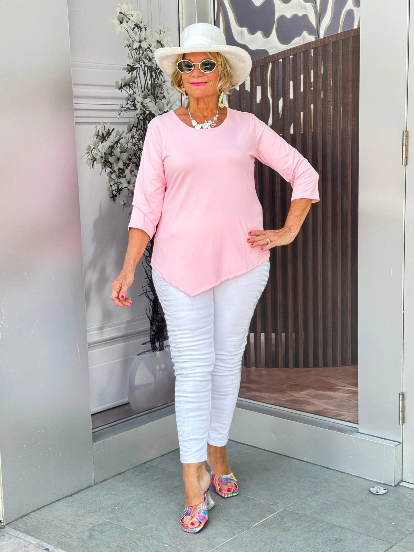 CLEAR PINK ASYMMETRICAL TOP