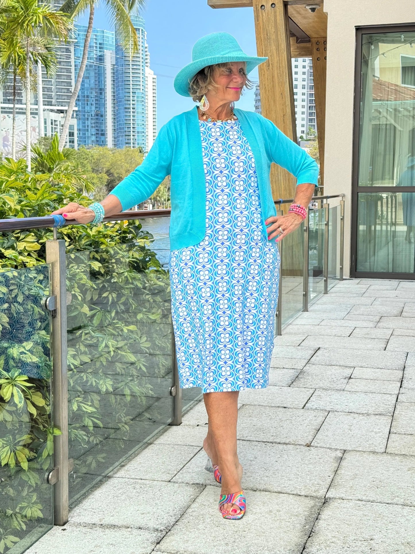 LULU B COASTAL BLOOM MIDI SHIFT MAXI DRESS
