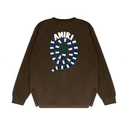 Amiri Long Sleeved Shirt Printed Trendy Pure Cotton