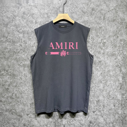 Amiri tank top with damaged letter horizontal stripesprinting