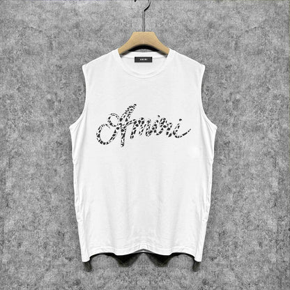 Amiri tank top silver ring snake letterprinting