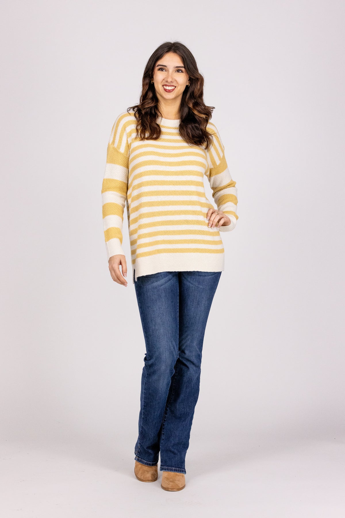 Nuzzles and Cuddles Women's Soft Striped Crew Neck Sweater