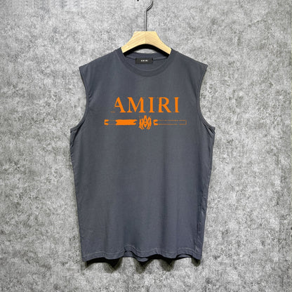 Amiri tank top with damaged letter horizontal stripesprinting