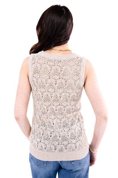 Women's Crochet Sleeveless Sweater Top