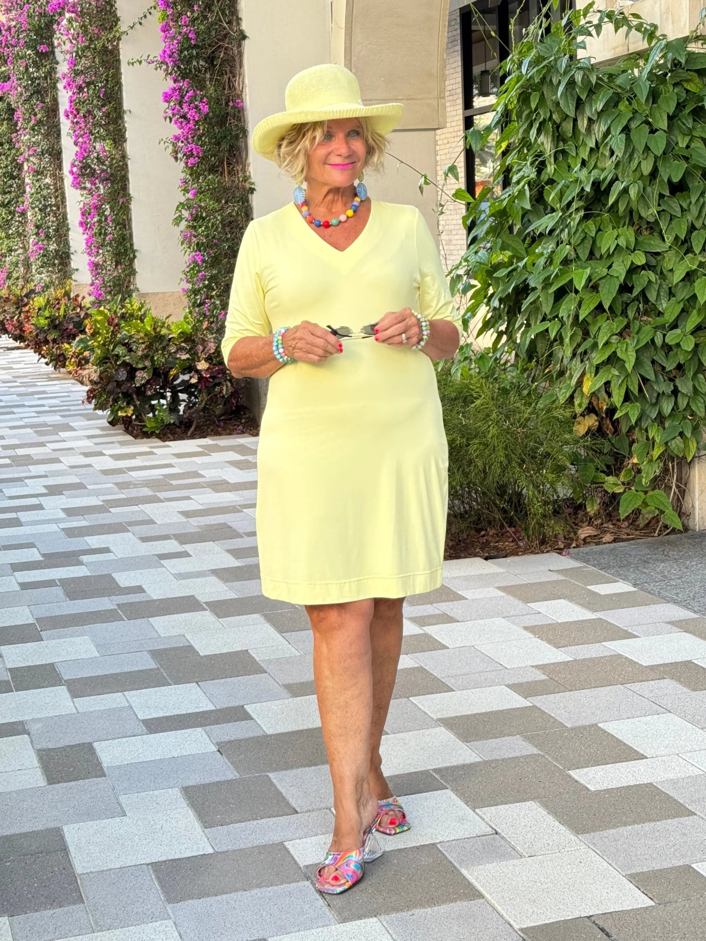 LULU-B SOLID SUNSHINE ELBOW DRESS