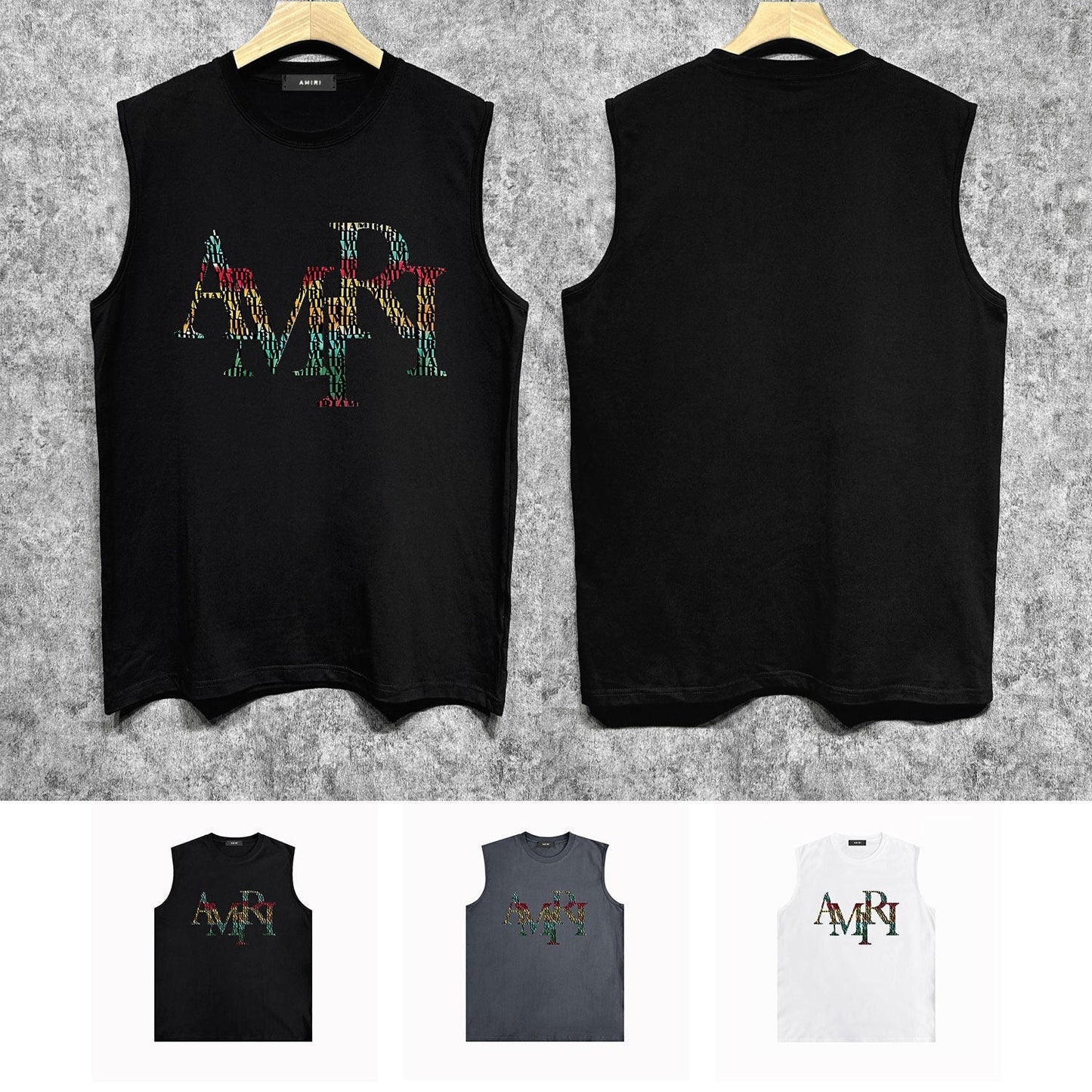 Amiri tank top rainbow letter printing