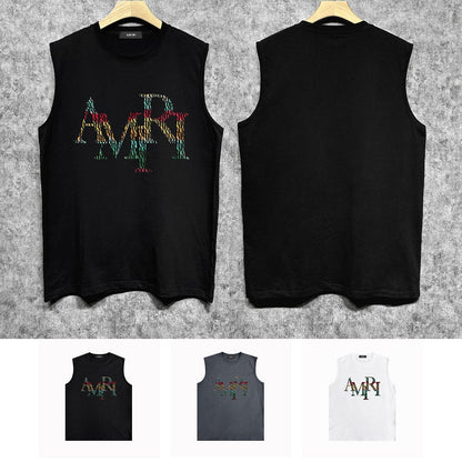 Amiri tank top rainbow letter printing
