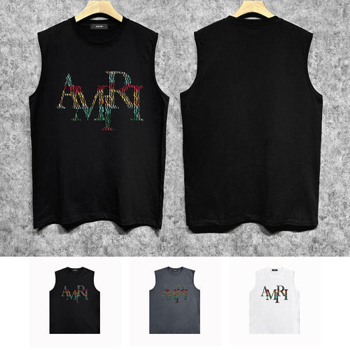 Amiri tank top rainbow letter printing