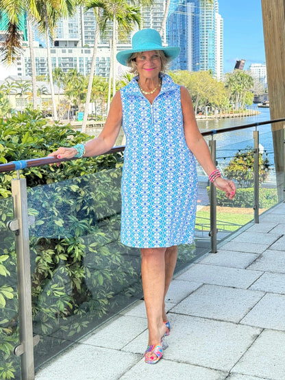 LULU B COASTAL BLOOM ZIPPER SWING DRESS