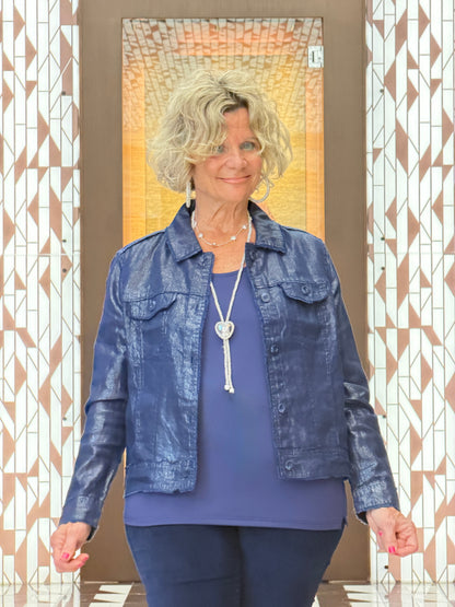 LULU-B NAVY METALLIC LINEN JACKET