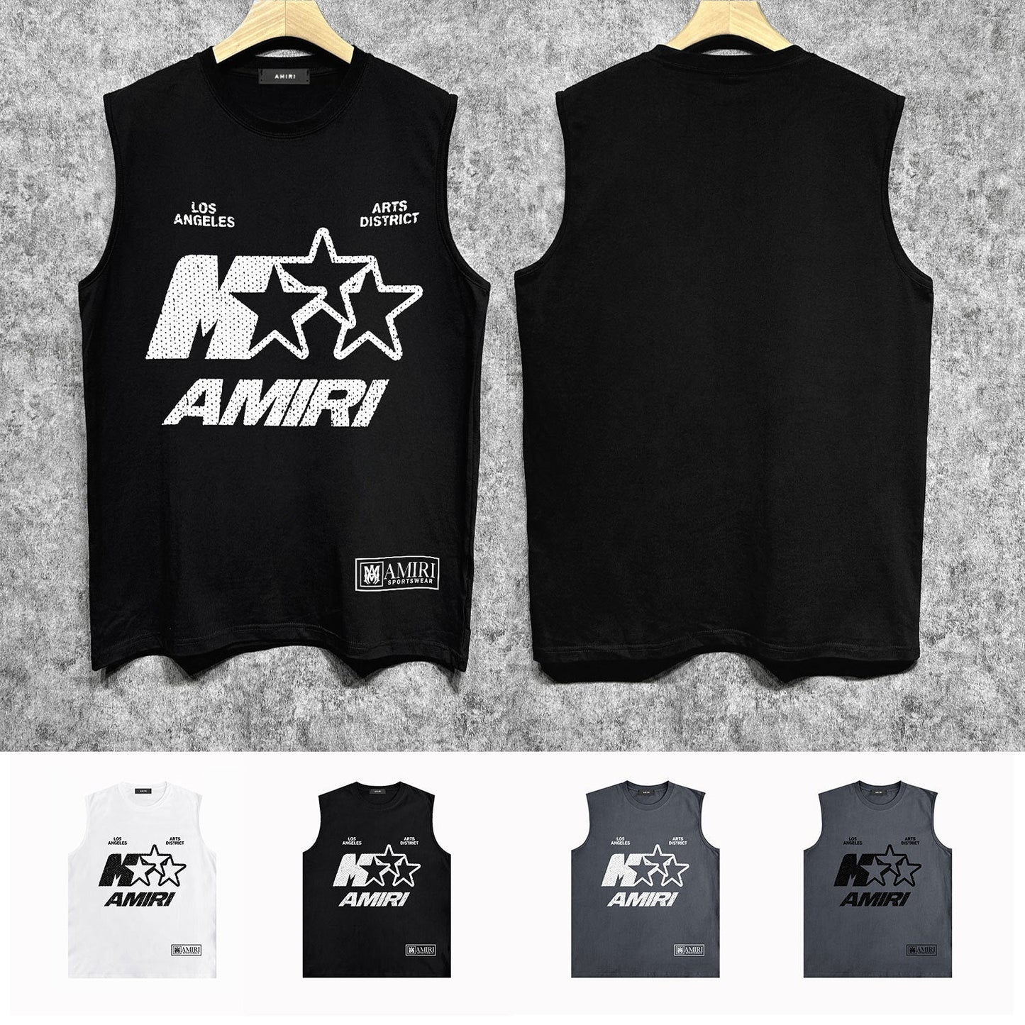 Amiri tank top five-pointed star mottled letterprinting