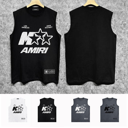 Amiri tank top five-pointed star mottled letterprinting