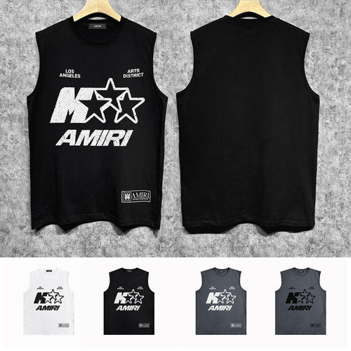 Amiri tank top five-pointed star mottled letterprinting