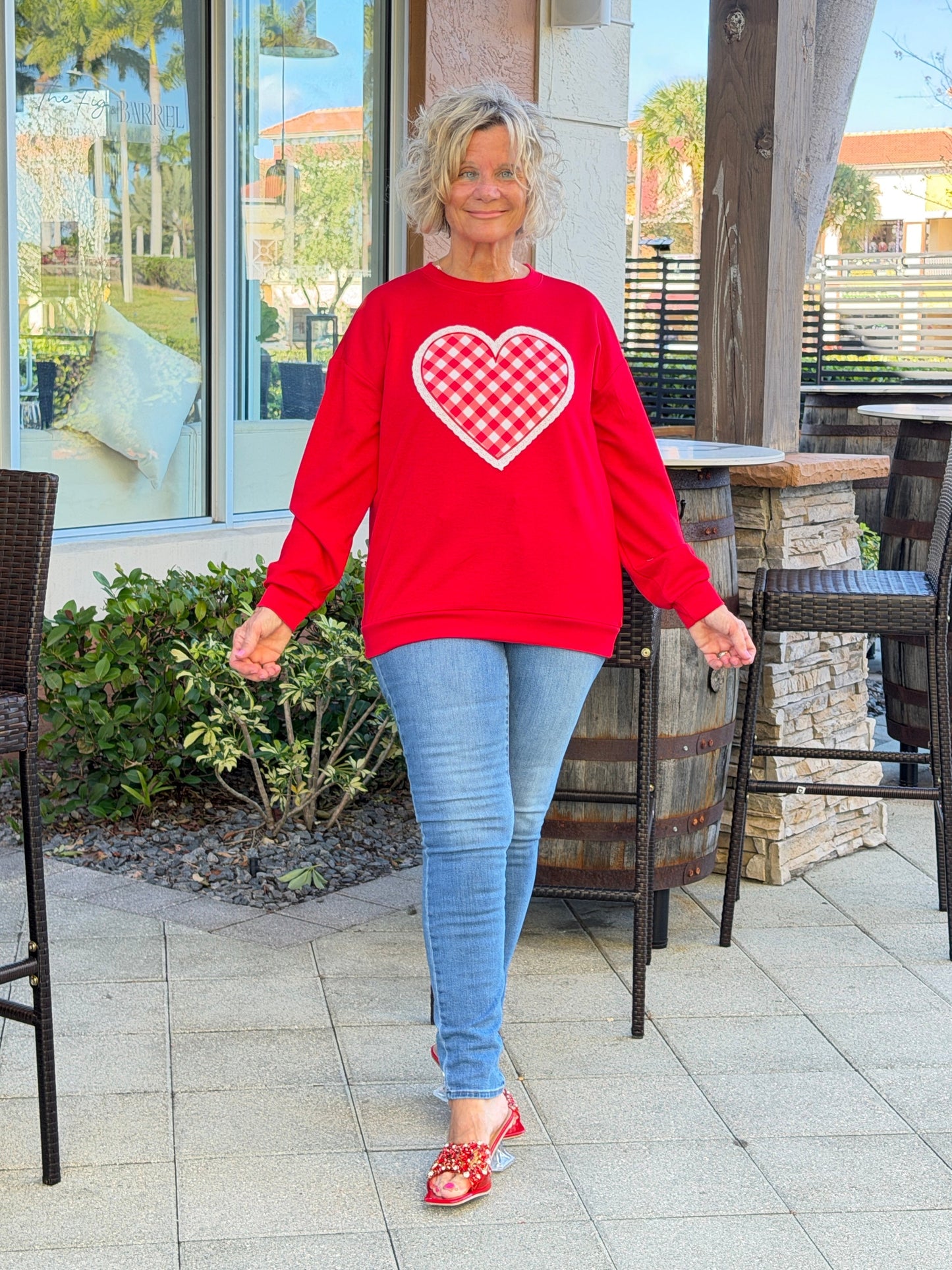 Gingham Heart Luxe Pullover