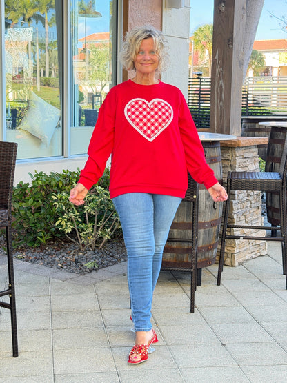 Gingham Heart Luxe Pullover