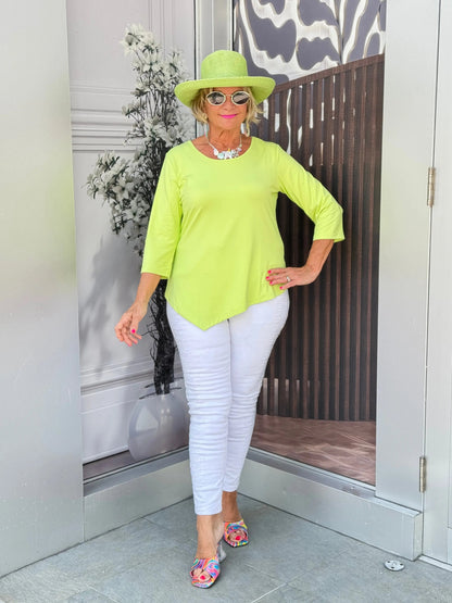 LULU-B LIME ASYMMETRIC TOP