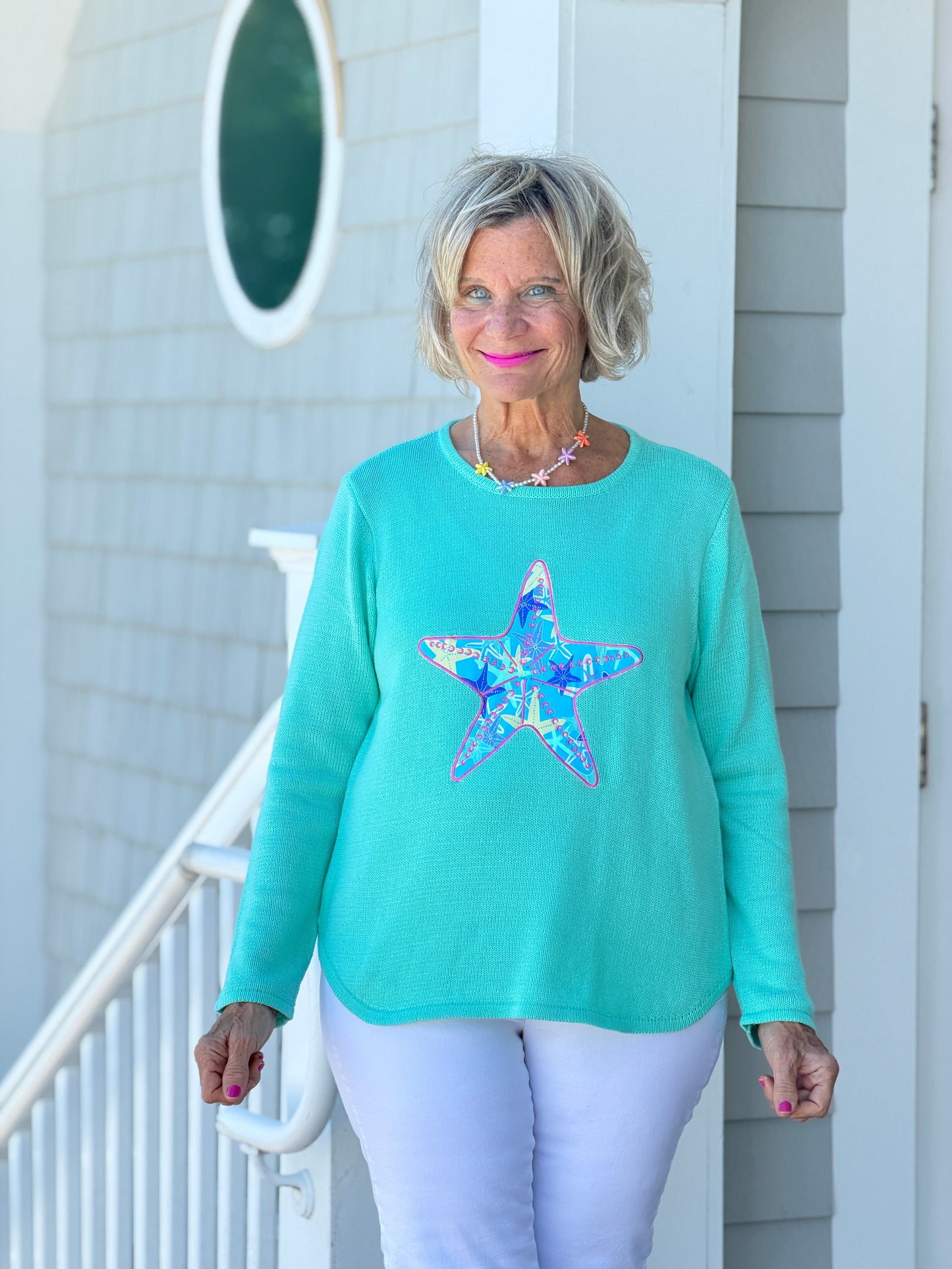 BEACH CLUB SEAFOAM STARFISH SWEATER