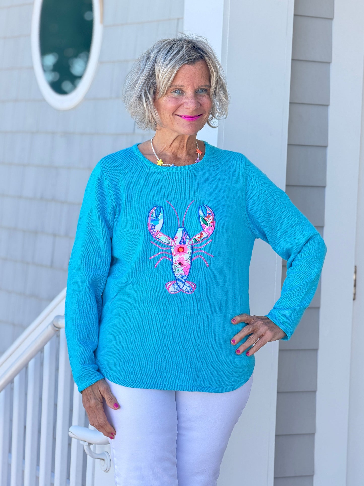 BEACH CLUB AQUA LOBSTER SWEATER