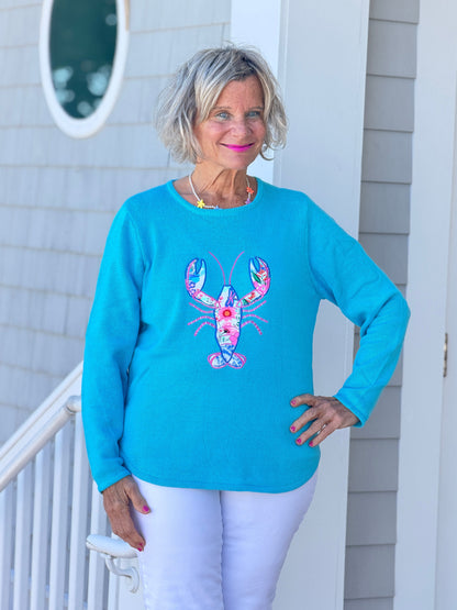 BEACH CLUB AQUA LOBSTER SWEATER