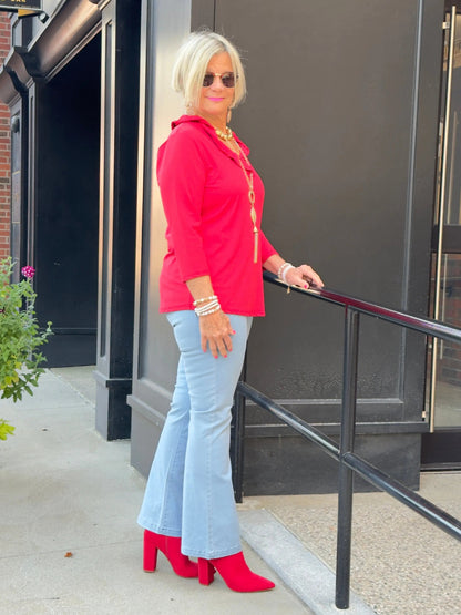 LULU-B RED RUFFLE SLEEVE TOP