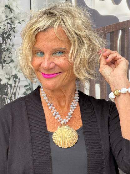 GOLD SHELL MULTI LAYER NECKLACE SET