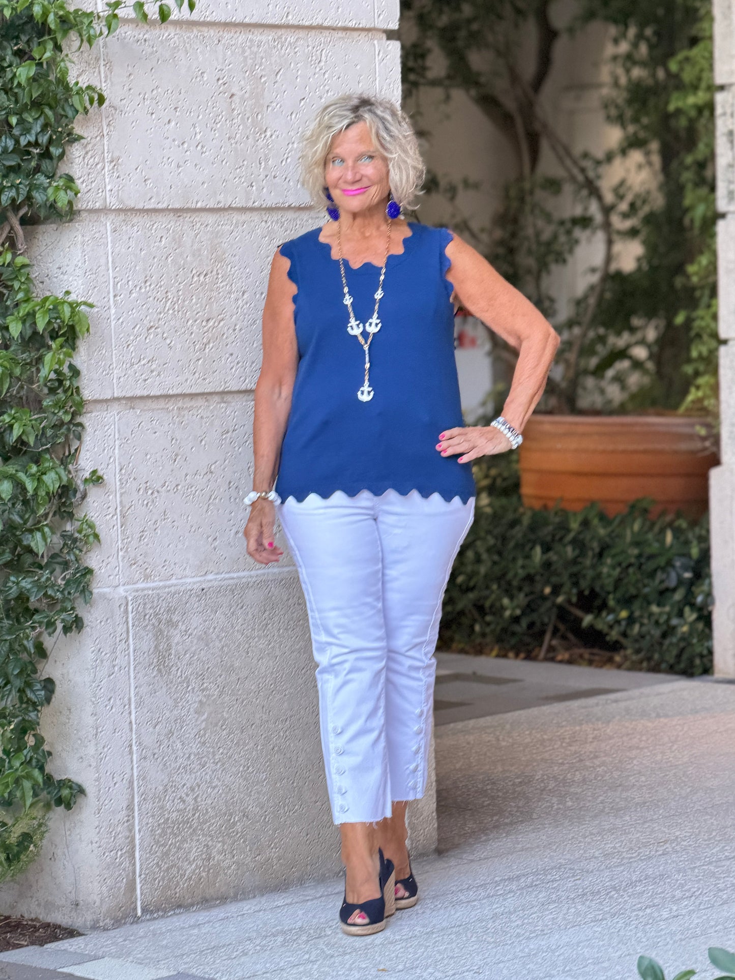 FRENCH RIVIERA NAVY SCALLOP TANK