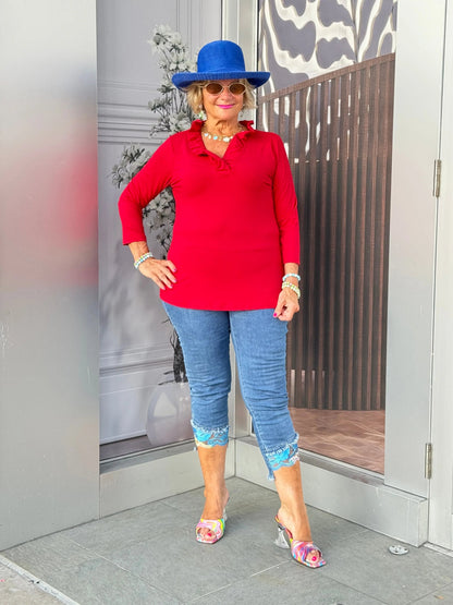 LULU-B CRIMSON RUFFLE TOP