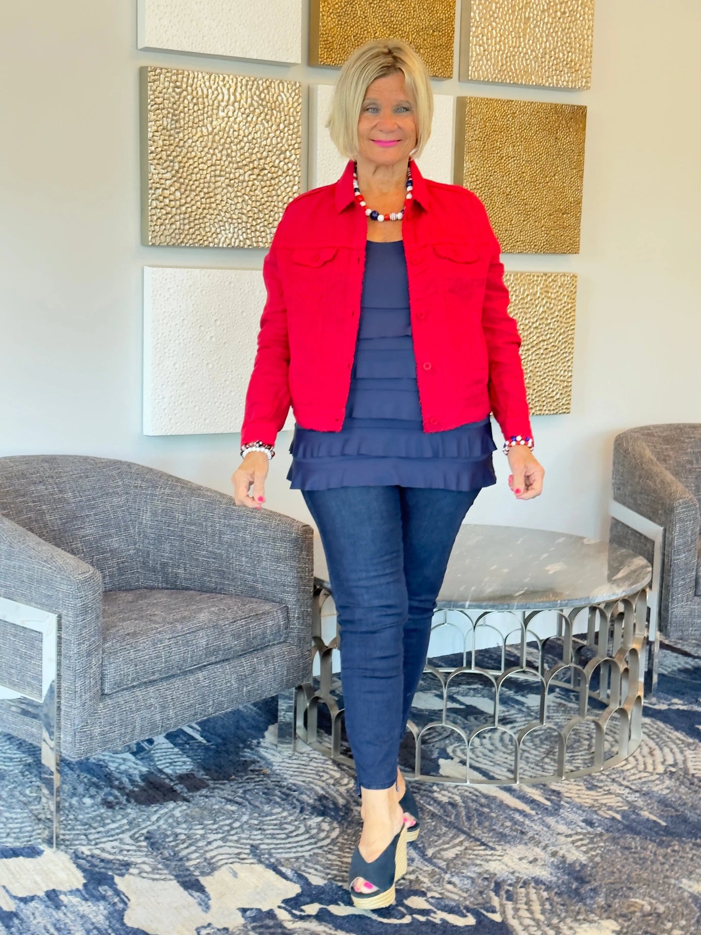 LULU B RED LINEN JACKET
