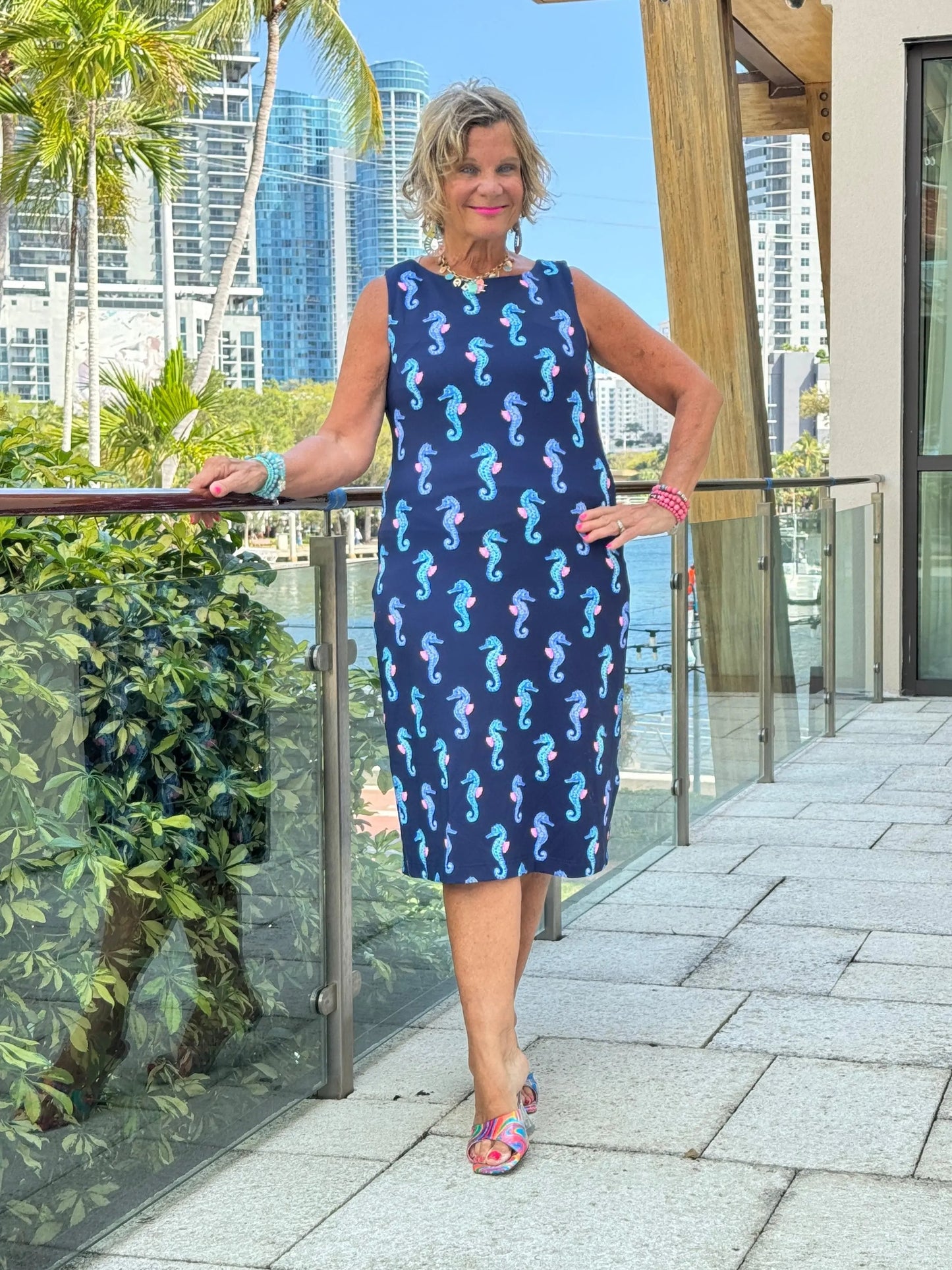 LULU B MIDNIGHT REEF MIDI SHIFT MAXI DRESS