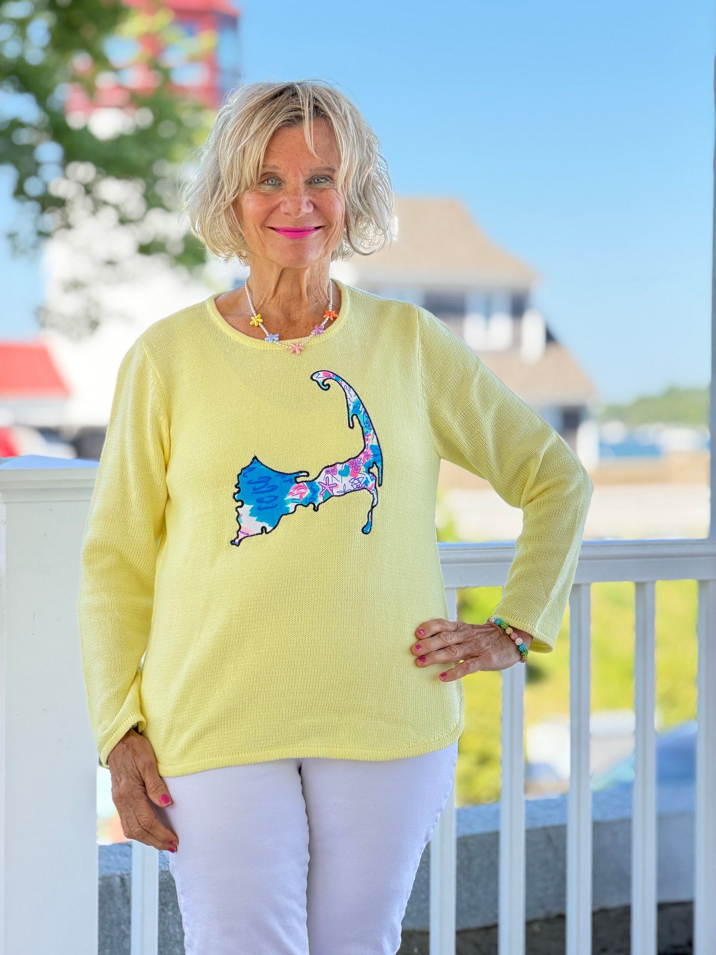 BEACH CLUB YELLOW CAPE COD MAP SWEATER