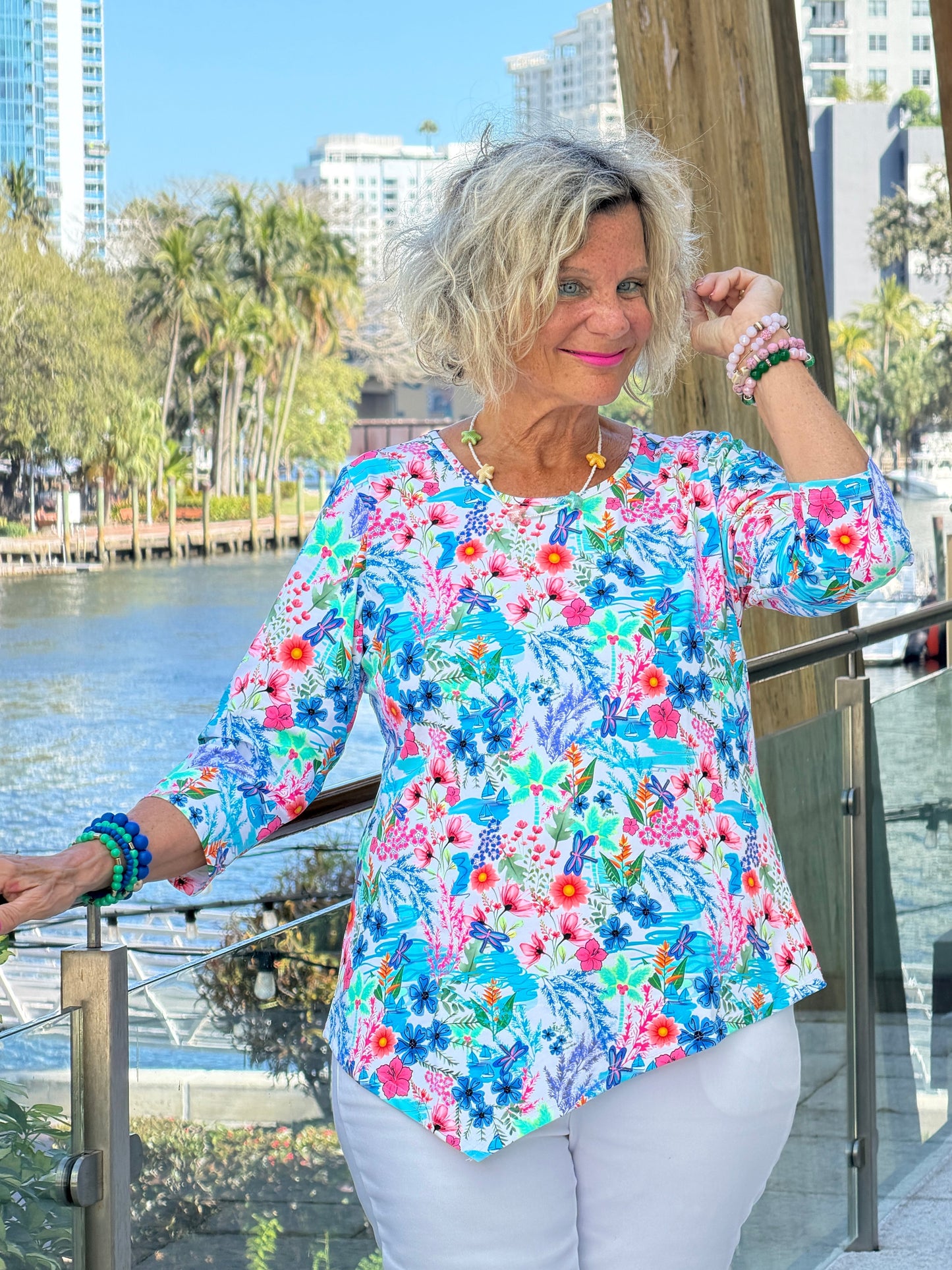 LULU B PARADISE GARDEN ASYMMETRIC TOP