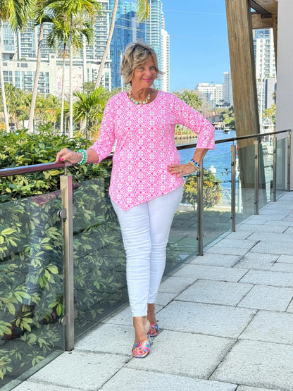 LULU B TROPIC PETALS ASYMMETRIC TOP